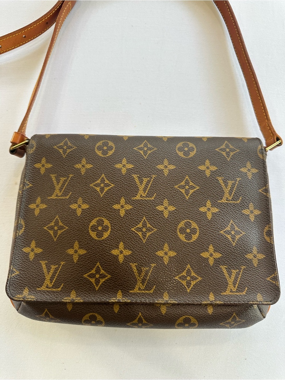 Louis Vuitton Musette Tango Monogram Canvas with Brown Leather